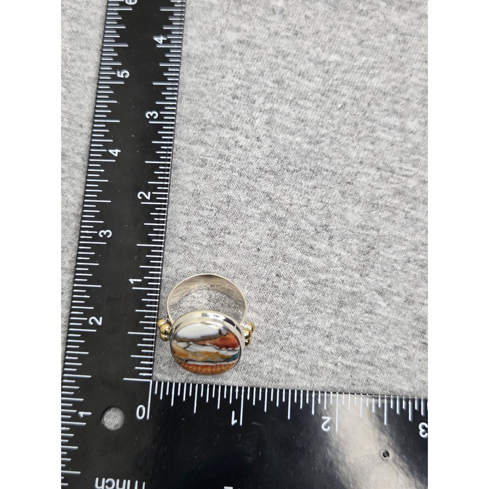 YS Signed Handmade Sterling Silver Composite Stone Cabochon Ring Size 8.25 9.89g - Picture 5 of 6